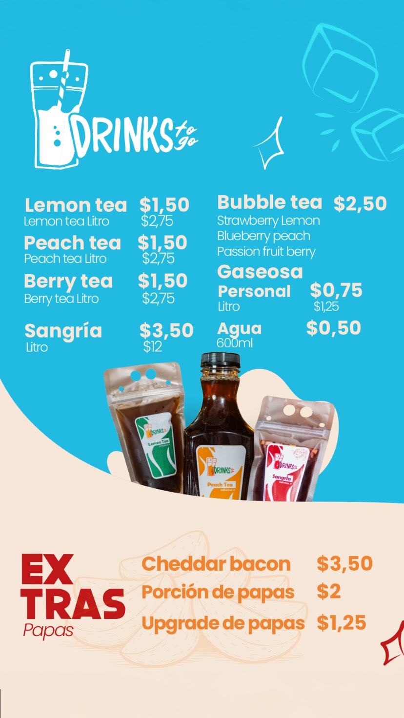 Carta original de bebidas y extras